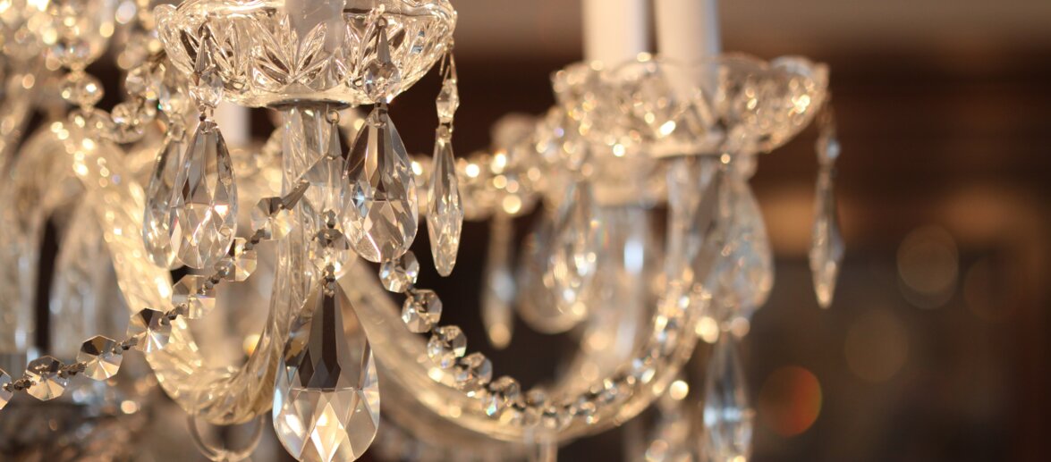 Love sparkles in crystal chandelier 